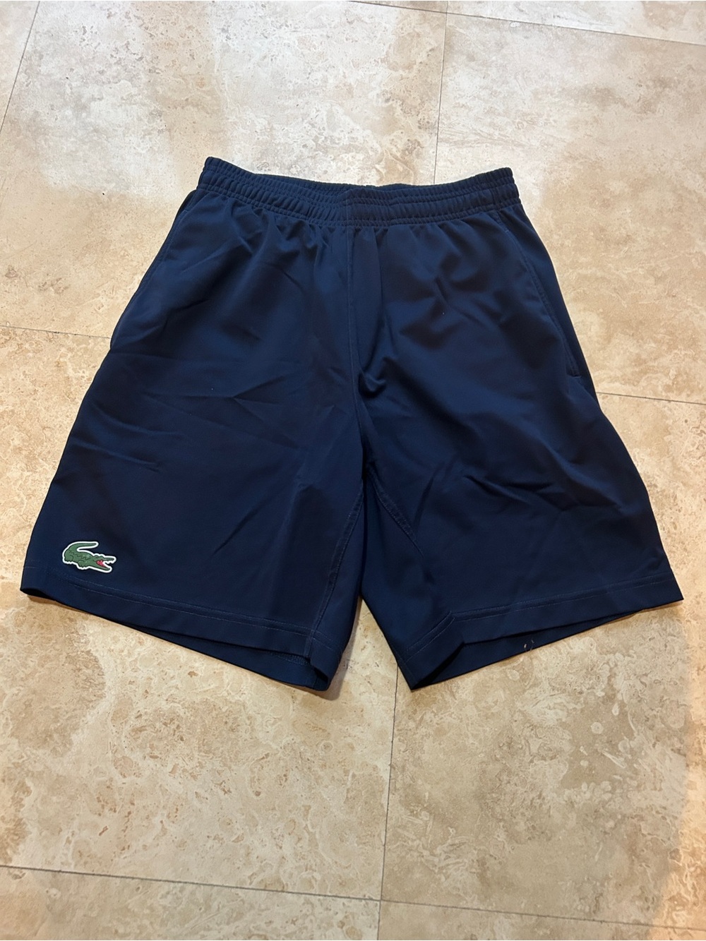 Lacoste Men's Dark Navy Athletic Shorts with Crocodile Patch
